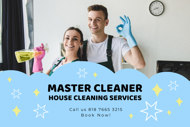 Ontwerpsjabloon van Flyer 4x6in Horizontal van Reliable Cleaning Service Promotion With Booking