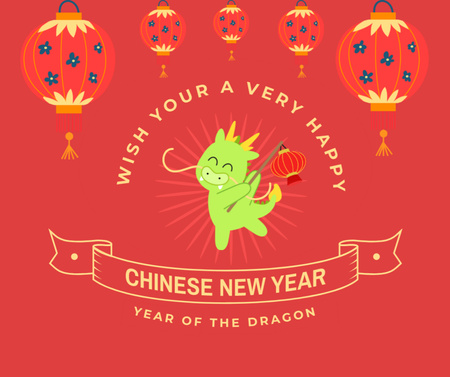 Kiinalaisen uudenvuoden tervehdys kanin kuvalla Facebook Design Template