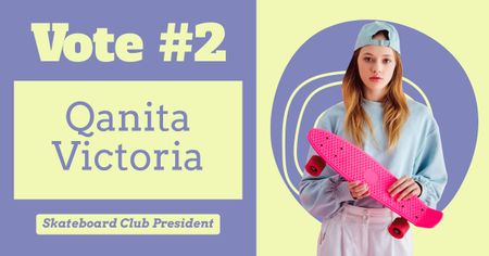 Voting for New Skateboard Club President Facebook AD Design Template