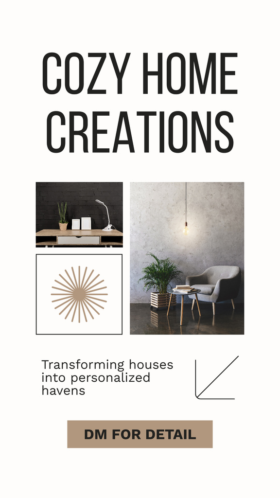 Offer of Cozy Home Creations Sale Instagram Story Modelo de Design
