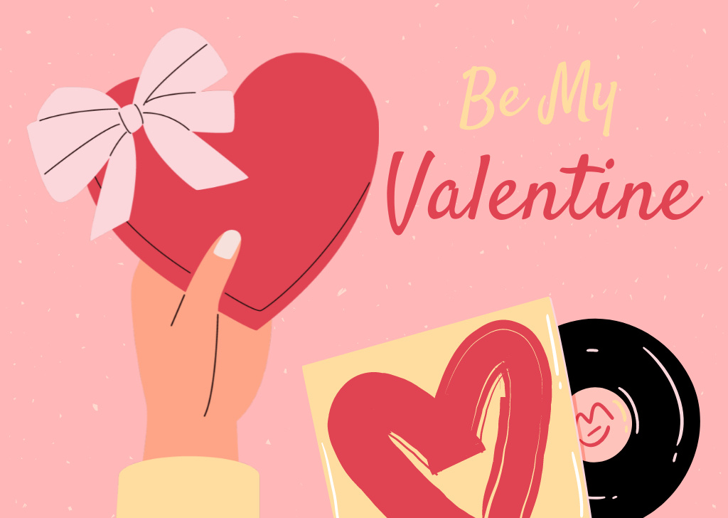 Modèle de visuel Happy Valentine's Day Greeting with Gift Box in Hand - Card