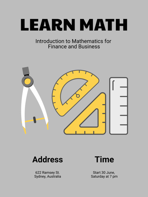 Varieties of Math Courses With Geometry Tools Poster US Design Template
