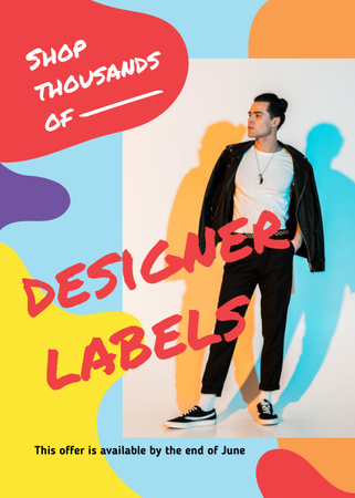 Designvorlage Fashion Offer with Stylish Young Man für Flayer