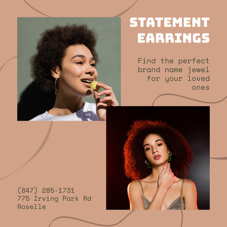 Statement Earrings Ad Instagram Design Template