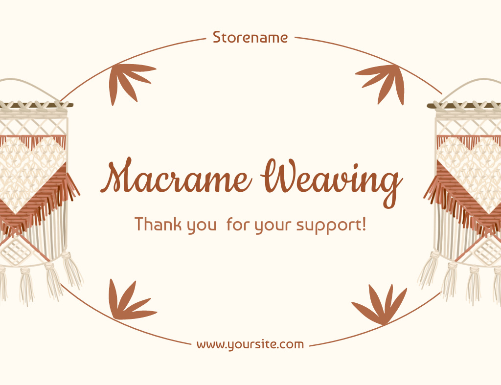 Ontwerpsjabloon van Thank You Card 5.5x4in Horizontal van Everything You Need Macrame Weaving