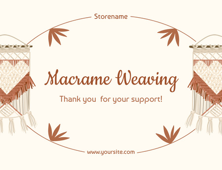 Macrame Weaving Craft Store Thank You Card 5.5x4in Horizontal Design Template