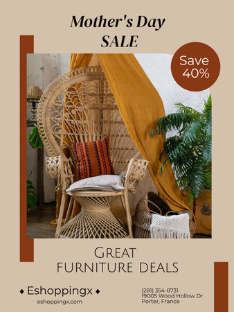 Furniture Sale on Mother's Day Poster US Design Template
