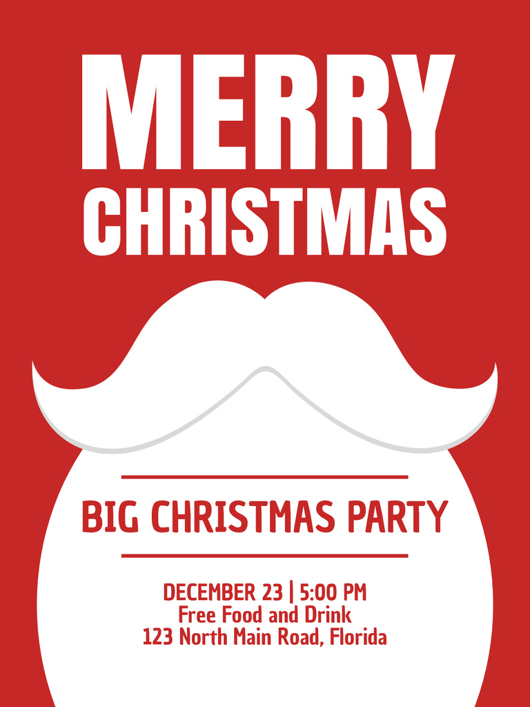 Announcement of Christmas Celebration with Santa`s Beard Poster US Modelo de Design