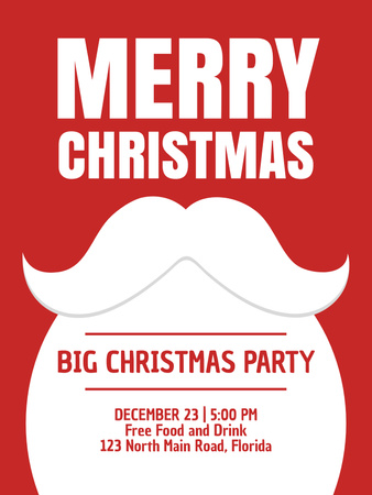 Plantilla de diseño de Announcement of Christmas Celebration with Santa`s Beard Poster US 