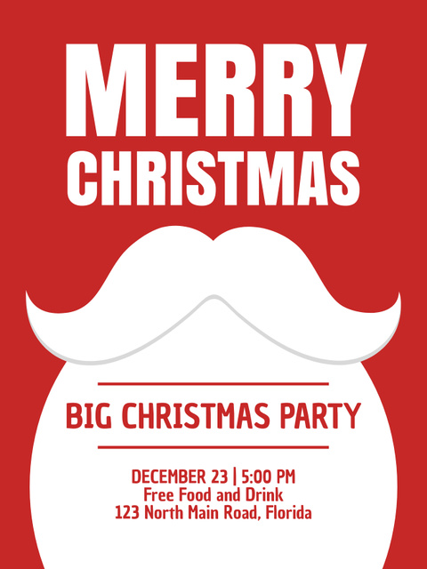 Announcement of Christmas Celebration with Santa`s Beard Poster US Modelo de Design