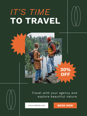 Platilla de diseño Hiking Tours Sale on Green and Orange Poster US