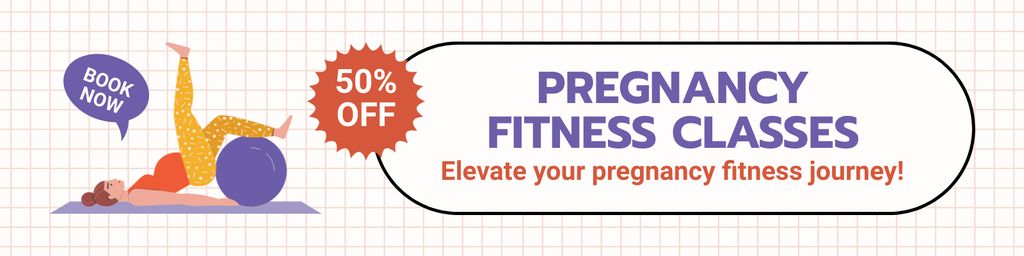 Fitness Training with Fitball for Pregnant Women Twitter Design Template