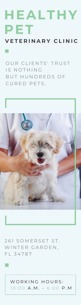 Ontwerpsjabloon van Skyscraper van Healthy Pet Veterinary Clinic Offer