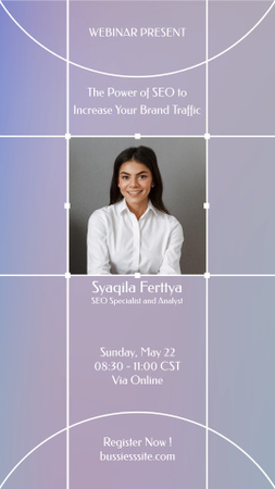 Webinar Announcement with SEO Specialist and Analyst Instagram Story Design Template