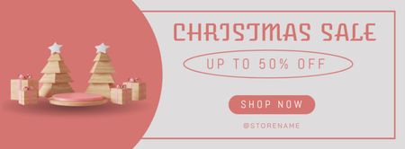 Platilla de diseño Christmas Sale Offer Pink Facebook cover