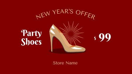 New Year Offer of Party Shoes Label 3.5x2in Design Template