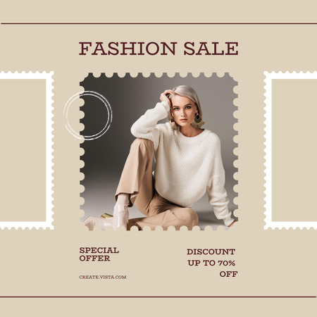 Sale on Women's Fashion Apparel with Beautiful Blonde Instagram Design Template