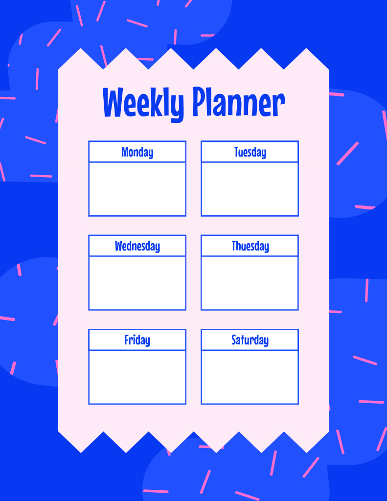 Designvorlage Weekly Schedule in Blue für Notepad 8.5x11in