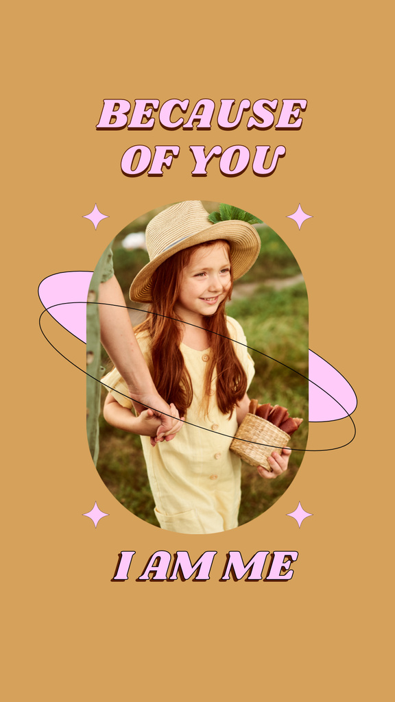 Little Girl in Straw Hat Congratulates on Mother's Day Instagram Story Design Template