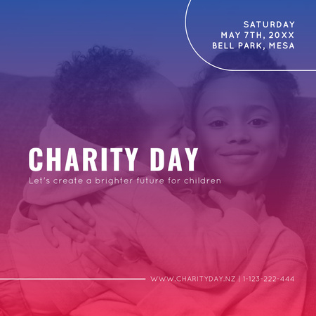 Charity Day Announcement for Children's Protection Instagram Design Template