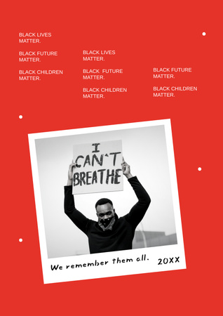 Ontwerpsjabloon van Poster van protest tegen racisme met afro-amerikaanse man