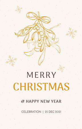 Traditional Christmas And New Year Congrats With Illustrated Decorations Invitation 4.6x7.2in Design Template