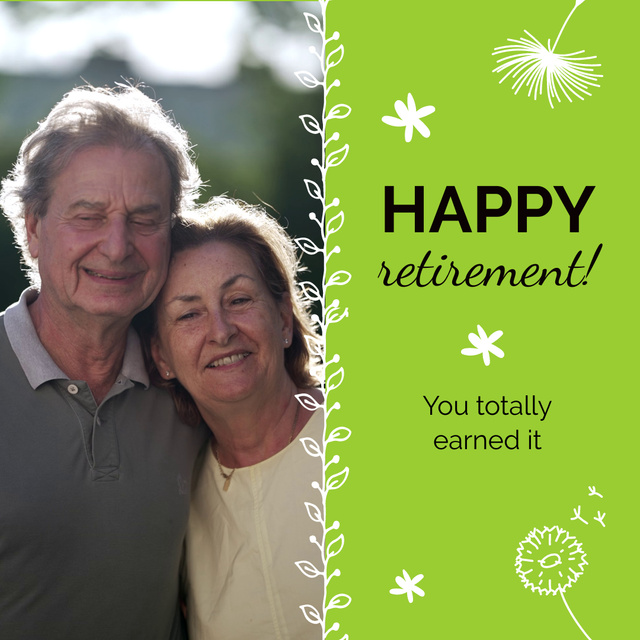 Happy Retirement Regards With Sunlight And Florals Animated Post Design Template