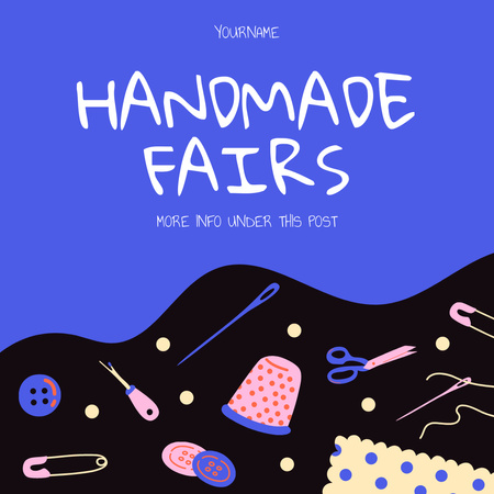 Platilla de diseño Handicraft Fair Announcement on Blue Instagram
