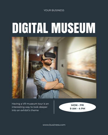 Man on Virtual Museum Tour Poster 16x20in Design Template