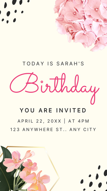 Birthday With Flowers Instagram Story Design Template