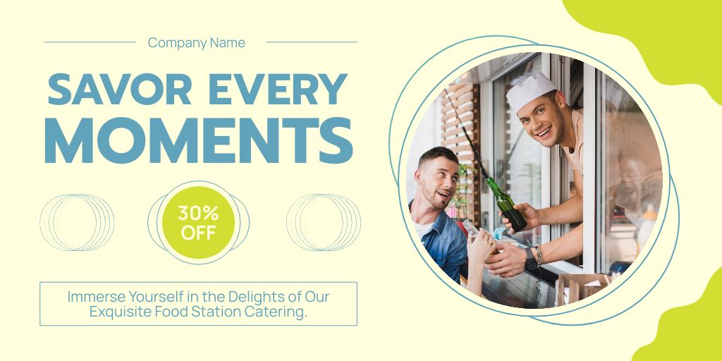 Plantilla de diseño de Catering Services with chef and Client Twitter 