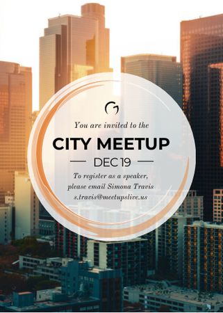 City meetup announcement on Skyscrapers view Invitation Design Template