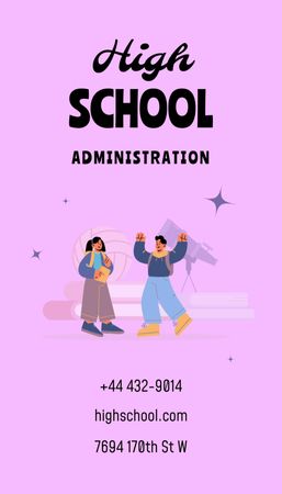 High School Administration Service Business Card US Vertical Design Template
