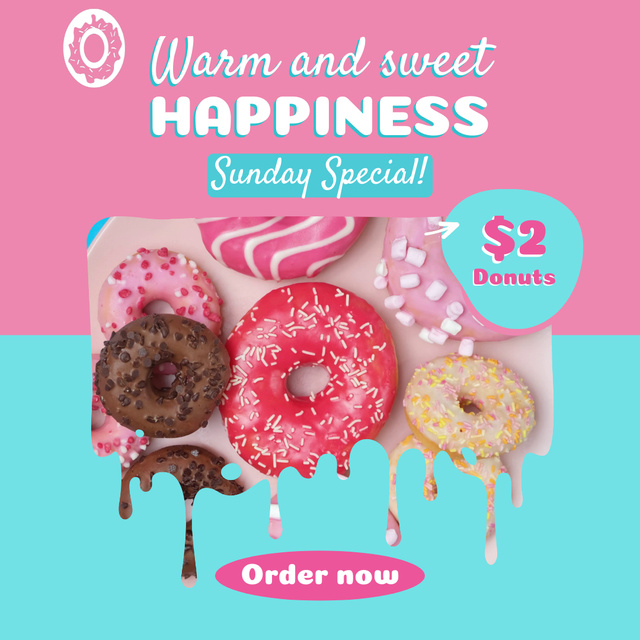 Plantilla de diseño de Warm And Sweet Doughnuts With Special Price Animated Post 