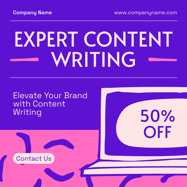 Plantilla de diseño de Qualified Content Writing Service For Brand With Discount Instagram 