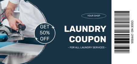 Ontwerpsjabloon van Coupon Din Large van Laundry and Ironing Services at Half Price