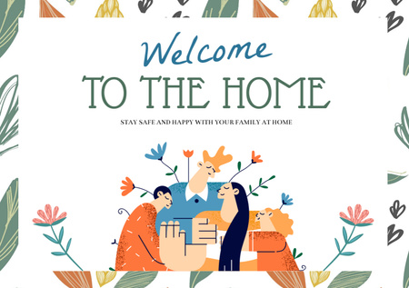 Welcome Home Greeting Postcard A5デザインテンプレート