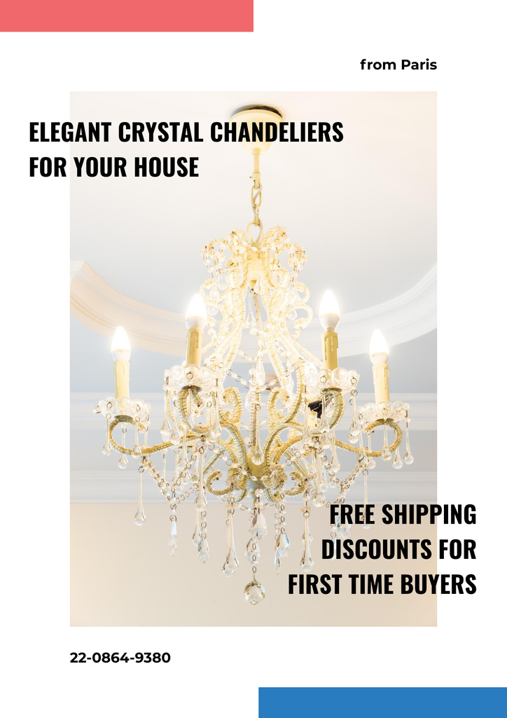 Elegant Crystal Chandeliers for House Poster Šablona návrhu