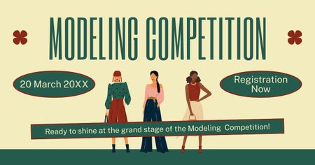 Announcement of Model Competition on Green Facebook AD Design Template