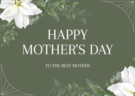 Szablon projektu Pozdrowienia z okazji Dnia Matki z delikatnymi białymi kwiatami Postcard 5x7in