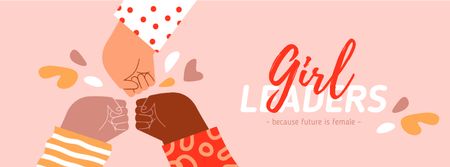 Girl Power Inspiration with Diverse Women's Hands Facebook cover Design Template