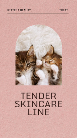 Skincare Ad with Cute Kittens Instagram Video Story Design Template