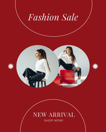 Fashion Sale Ad with Stylish Model Instagram Post Vertical Design Template