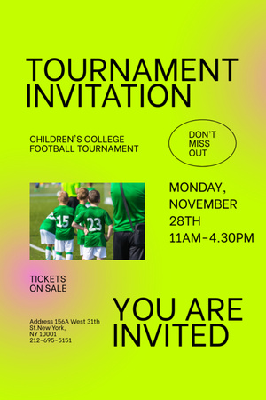 Football Tournament Announcement Invitation 6x9in Modelo de Design
