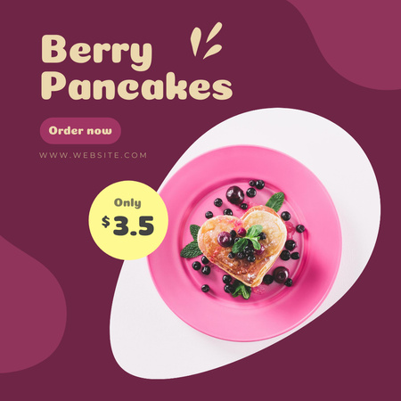 ベリーのパンケーキと甘いペストリーセール広告 Instagramデザインテンプレート