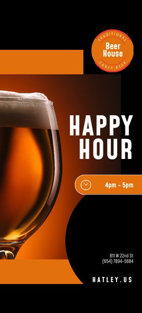 Plantilla de diseño de Happy Hour Offer with Beer in Glass Flyer 3.75x8.25in 