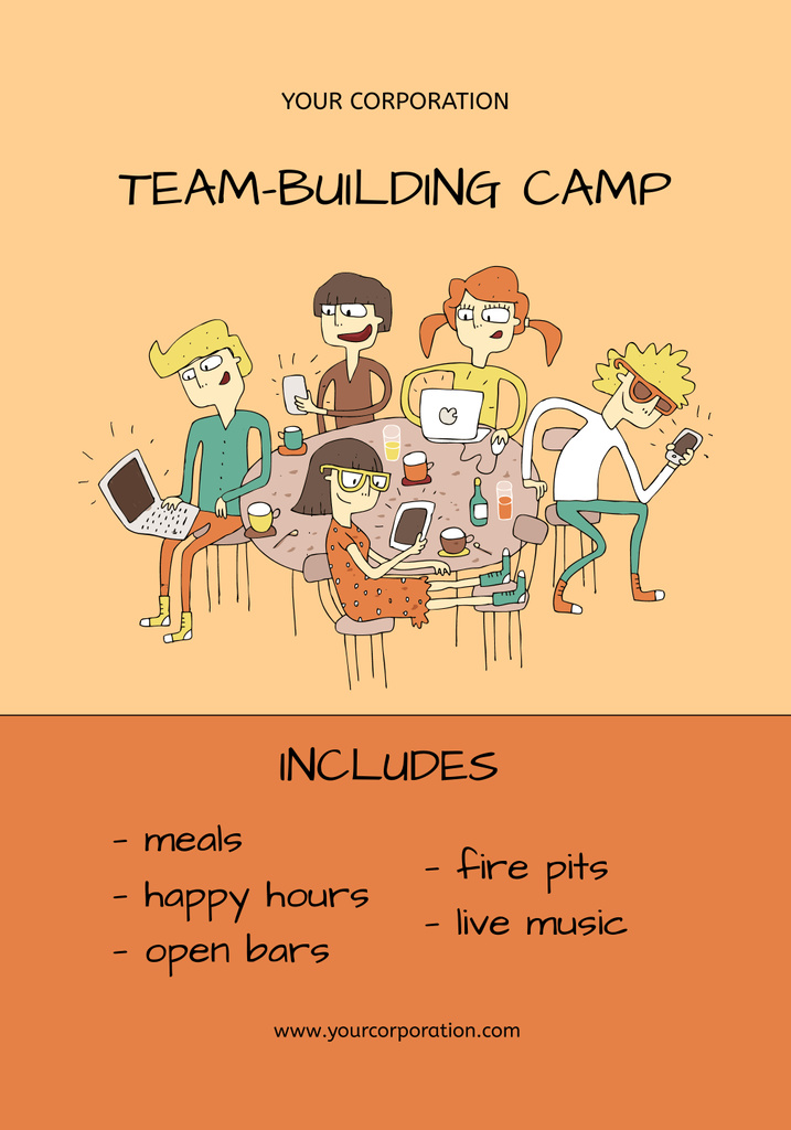 Team Building Camp Announcement in Office Poster 28x40in Šablona návrhu