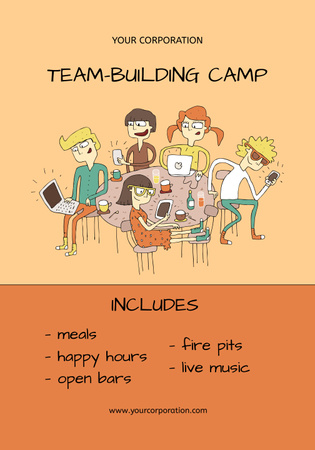 Team Building Camp Announcement Poster 28x40in Design Template