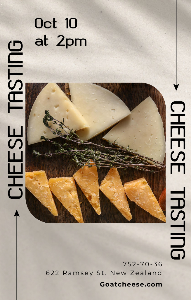 Announcement of Delicious Sorts of Cheese Tasting Invitation 4.6x7.2in Design Template