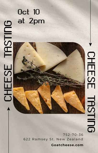 Platilla de diseño Announcement of Delicious Sorts of Cheese Tasting Invitation 4.6x7.2in